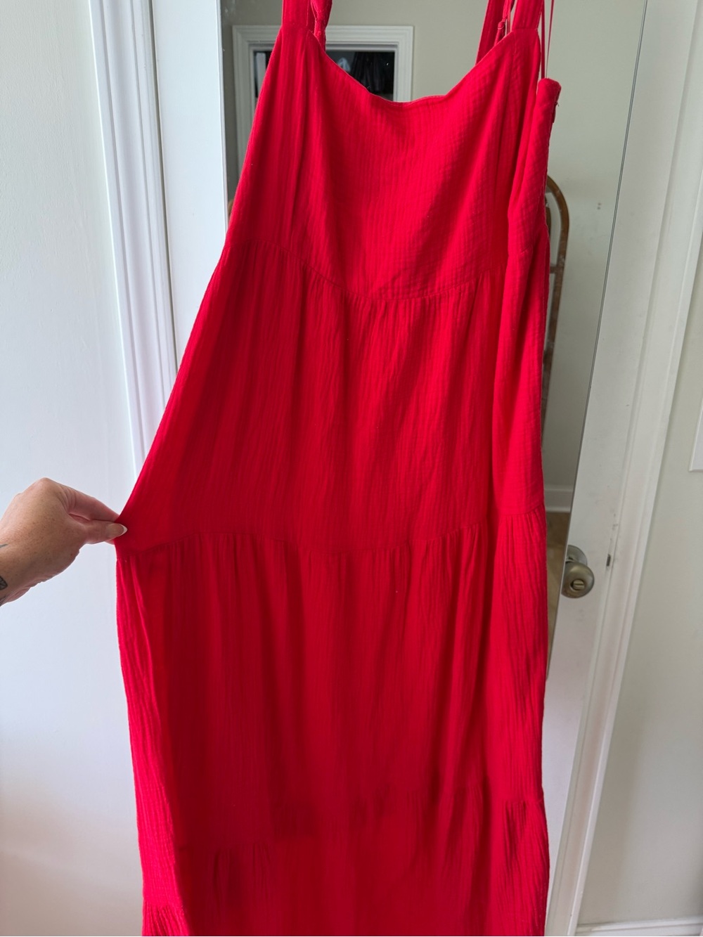Skies Are Blue Red Tiered Maxi Dress